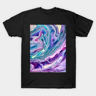 Peacock Feather - Abstract Acrylic Pour T-Shirt